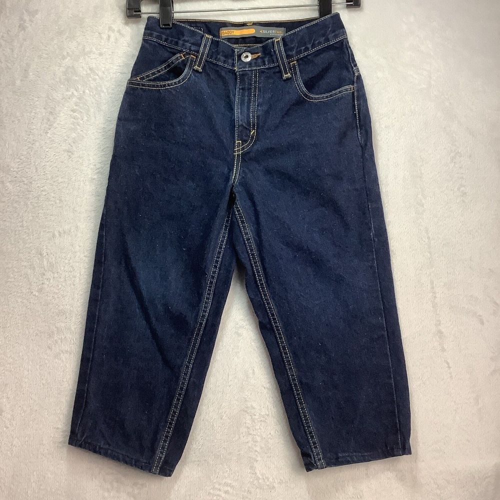 Levi Silver tab Baggy Modified Jean/shorts  Size 8 (24") Regular  Dk Denim Read